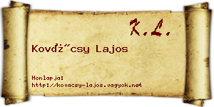Kovácsy Lajos névjegykártya